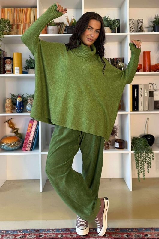 Beyond Terry Oversized Cowl Knit Olive Marl